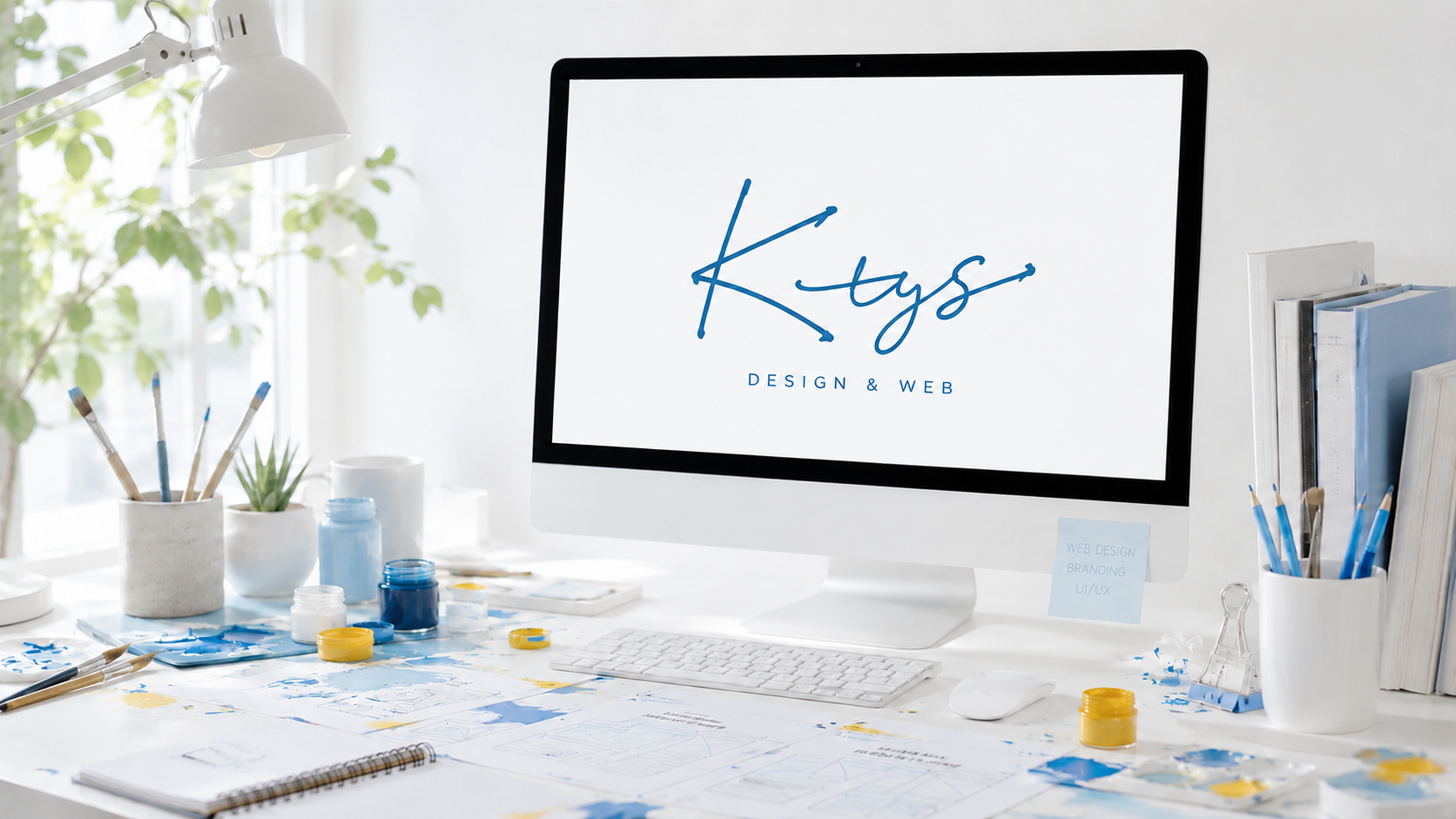 KTYS DESIGN & WEB が制作したWebサイトを表示したデスクのイメージ